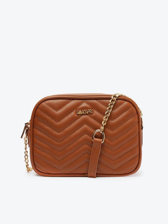 Bolsa Tiracolo Média Matelassê Zig Zag Marrom